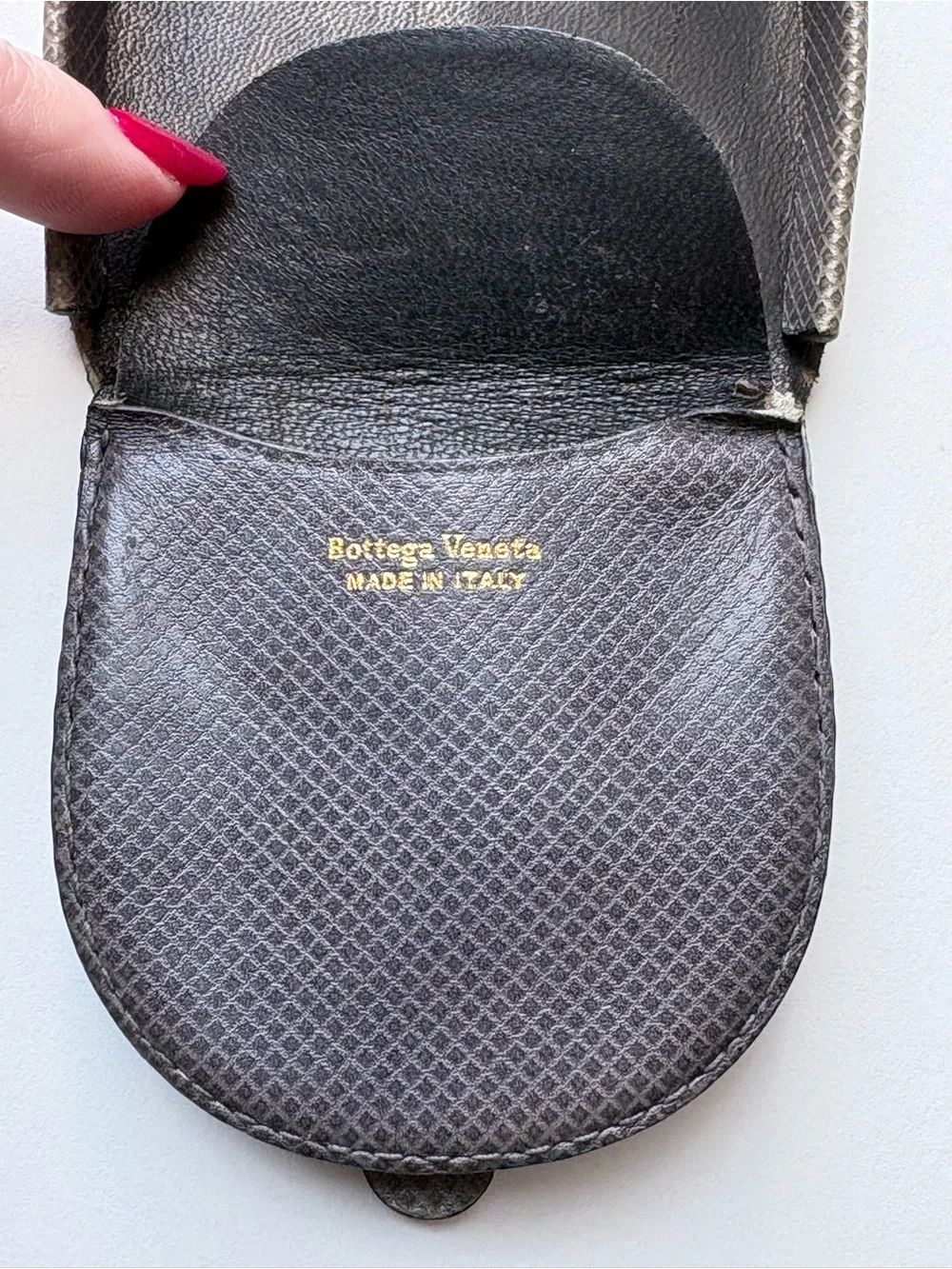 Vintage BOTTEGA VENETA Grey Marco Polo? Men’s Coin Holder ULTRA-RARE Leather